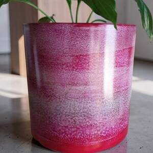 17cm Handpainted Alcohol Ink Planter Pot - Large Speckled Red #2