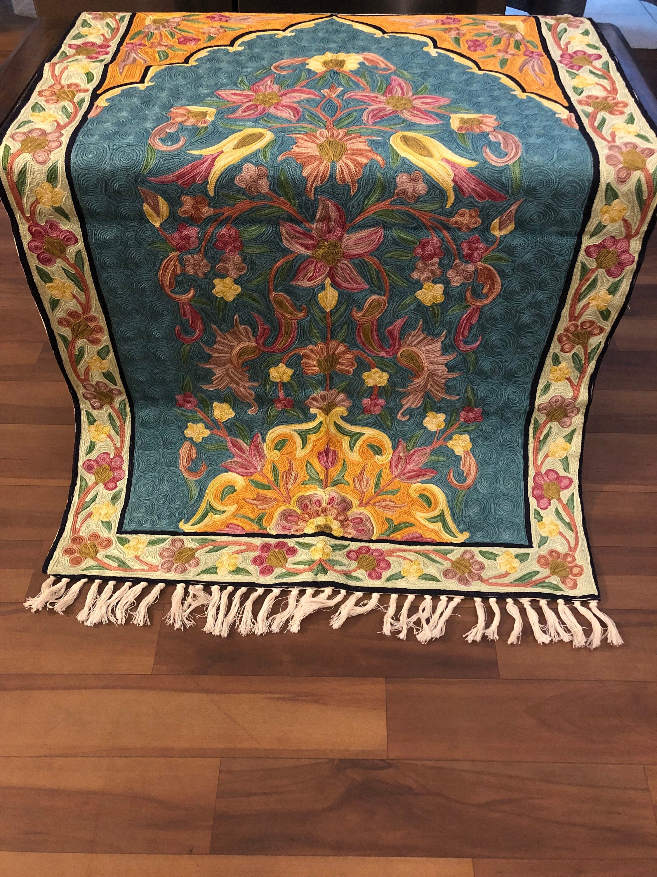 KASHMIR CARPET/wall Rug/crewel EMBROIDERY Etsy