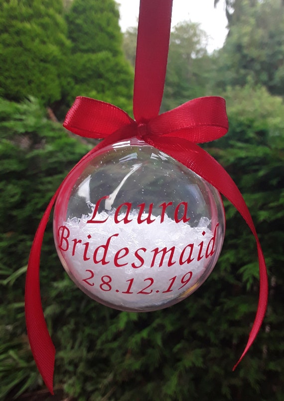 personalised christmas baubles wedding favours