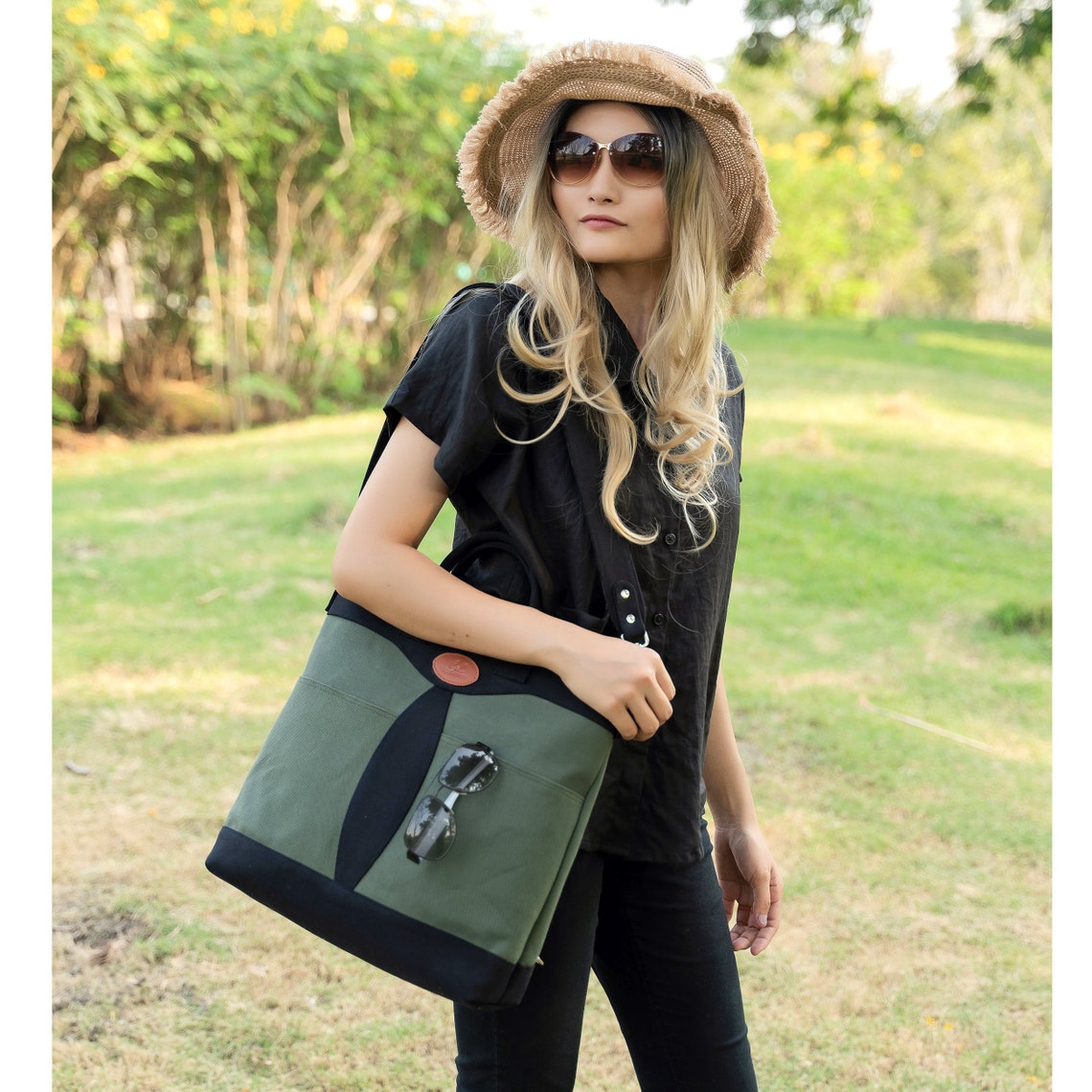 Black and Grey Canvas Shoulder Bag Unisex Convertible Etsy