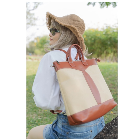 cream convertible backpack leather Nyra Webbing Strap Purse our versatile Backpack 2.0 features a 3 The Compact Convertible Leather Backpack