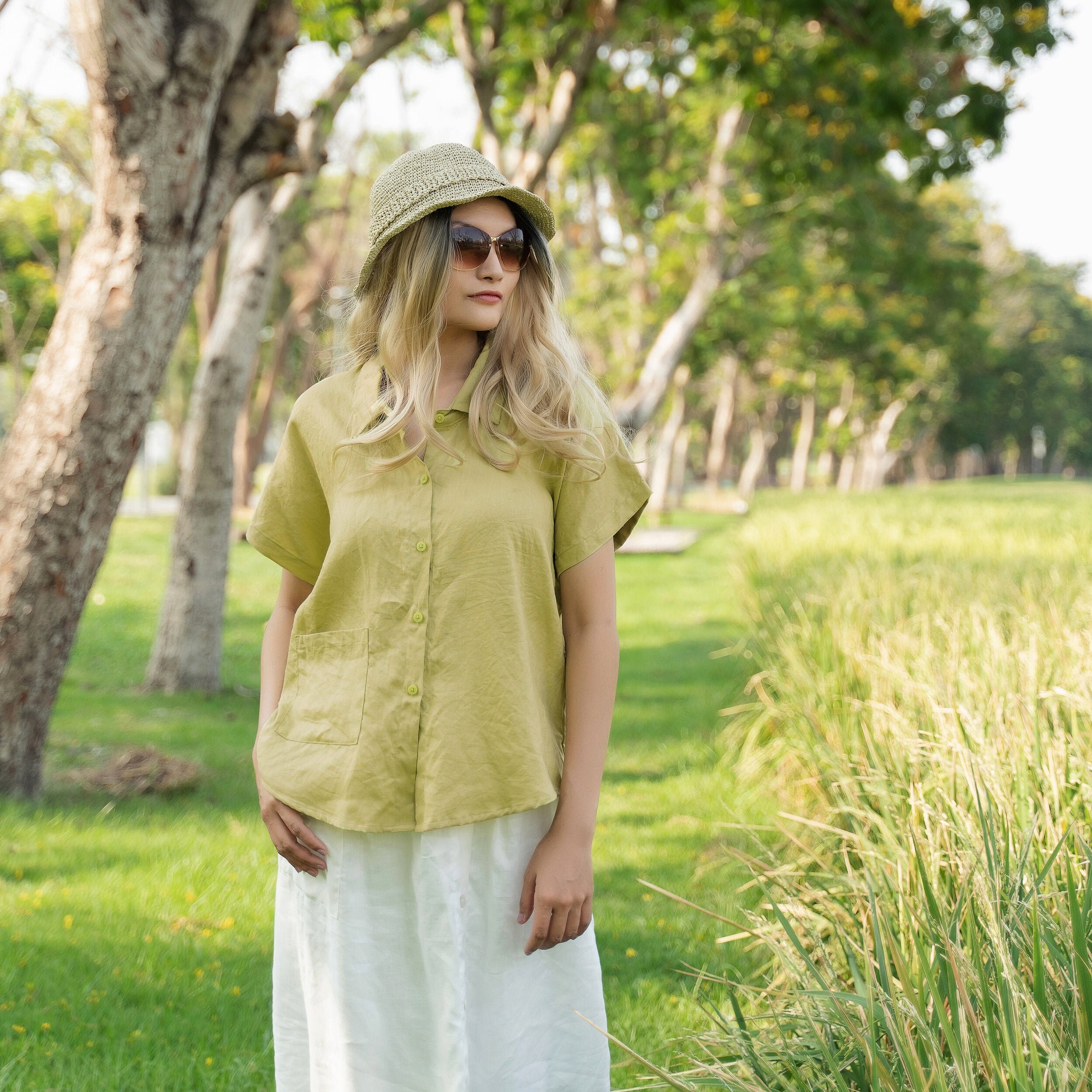 Verde Linen Blouse main image 1