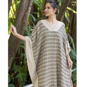 Kaftan dress made of soft woven cotton fabric in natural and brown, oversized kaftan maxi dress, cotton caftan plus size boho hippie dress