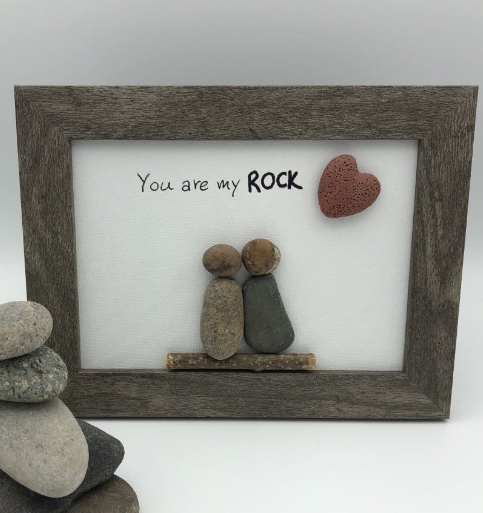 You are my rock framed rock picture pebble art love Etsy