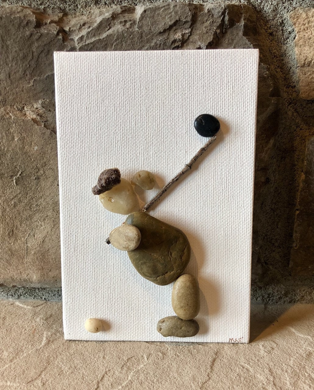 Golf Painted Rocks Rock Art Golf Picture Framed. Pebble Art Golfer. Male Golfer. Female ...