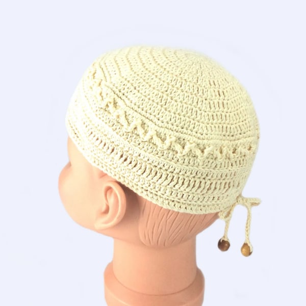 Off white kufi hat Muslim baby gift Spring hats Baby kufi Custom made crochet kufi Muslim accessories Birthday, Ramadan, Namaz Baby boy gift