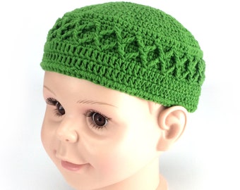 Green baby kufi Spring hats Muslim baby gift Custom made crochet kufi Muslim accessories Birthday, Ramadan, Namaz Baby boy gift