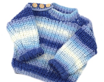 Warm baby boy wool sweater Hand knit alpaca sweater Fall baby jumper Winter infant sweater Toddler baby boy gift Newborn gift