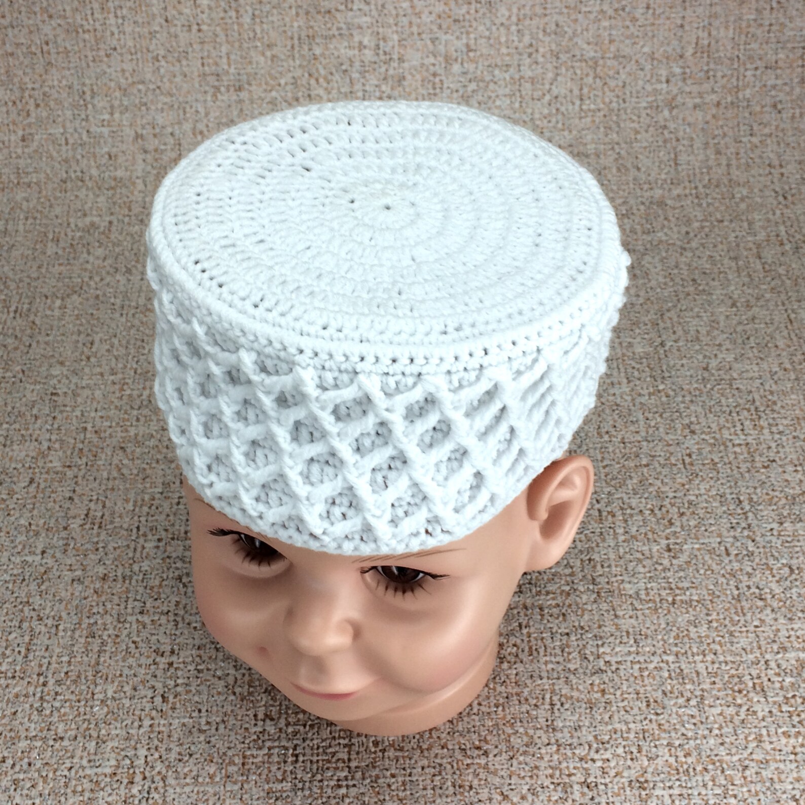 White Baby Kufi Kids Taqiyah Hat Hand Made Cotton Kufi With Etsy
