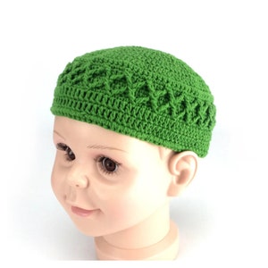 Black kufi hat Muslim baby gift Spring hats Baby kufi Custom made crochet kufi Muslim accessories Birthday, Ramadan, Namaz Baby boy gift Green