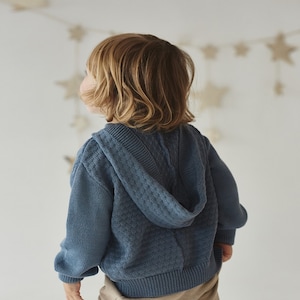 Hand Knitted Baby Sweater: Wool Hooded Cardigan