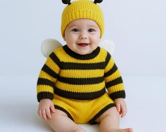 Disfraz de abeja bebé con alas: Conjunto de abeja melífera, traje de abejorro para Halloween, cosplay y cumpleaños.