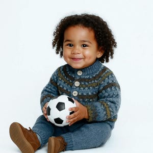 Handknit Wool Toddler Cardigan: Colorful Raglan Sleeve Crochet Jacket