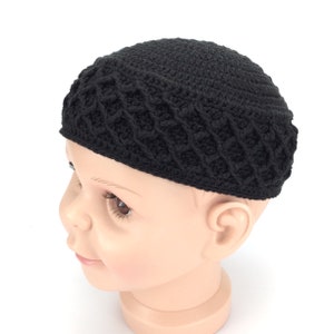 Black kufi hat Muslim baby gift Spring hats Baby kufi Custom made crochet kufi Muslim accessories Birthday, Ramadan, Namaz Baby boy gift Black