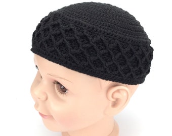 Black kufi hat Muslim baby gift Spring hats Baby kufi Custom made crochet kufi Muslim accessories Birthday, Ramadan, Namaz Baby boy gift