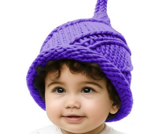 Gorro de gnomo para bebê tricotado à mão: gorro de lã estilo duende, acessório para fotos de recém-nascidos