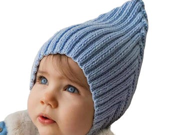 Gorro de lã Pixie para pequenos: Gorro de gnomo de tricô, tamanho recém-nascido a criança pequena