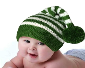 Cute Gnome hats Elf Hat hand knit baby hat Baby Santa Hat Baby boy Christmas gift