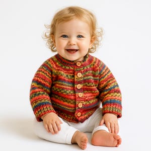 Rainbow baby sweater Handknit toddler sweater Colorful Infant jumper Striped cardigan Baby shower New baby Newborn gift