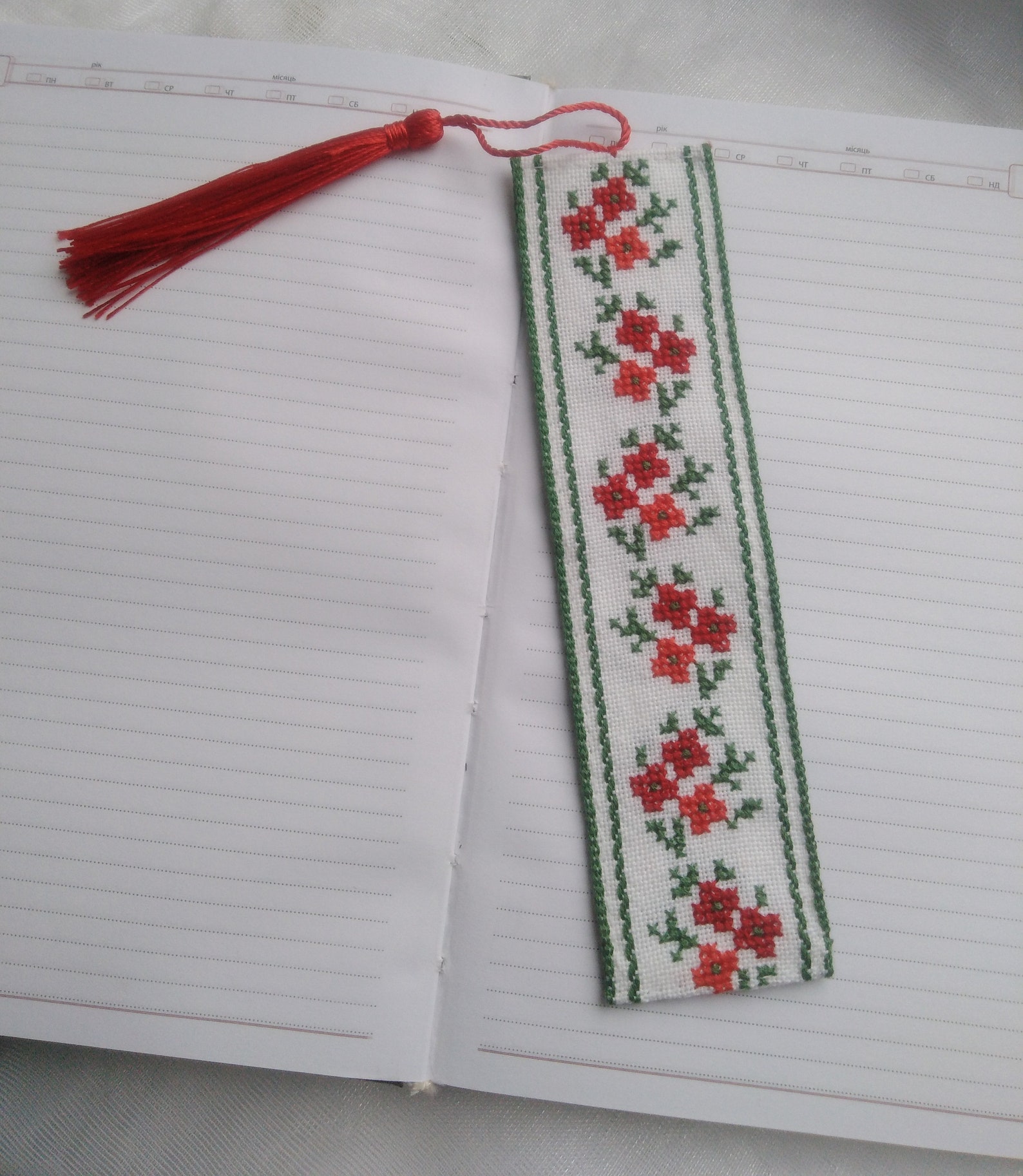 Crossstitched bookmarks/Bookmarks for diary/handmade Etsy