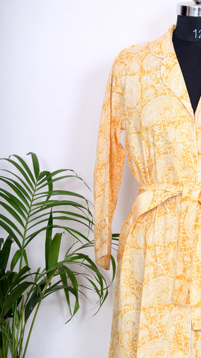 Robe chemise fleurie femme chemise habillée de luxe ethnique indienne 100 % coton longue robe chemise femme Wrap chemise vêtements de nuit Maxi tenue de fête de mariage image 6