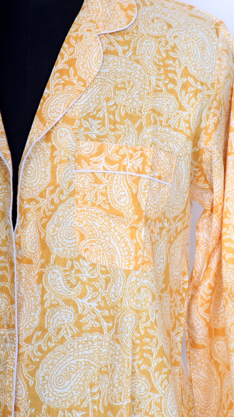 Robe chemise fleurie femme chemise habillée de luxe ethnique indienne 100 % coton longue robe chemise femme Wrap chemise vêtements de nuit Maxi tenue de fête de mariage image 3