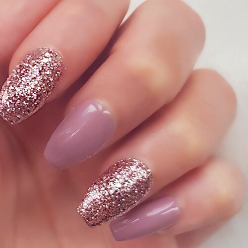 Press On Nails Mauve Gloss Short Coffin Nails With Etsy