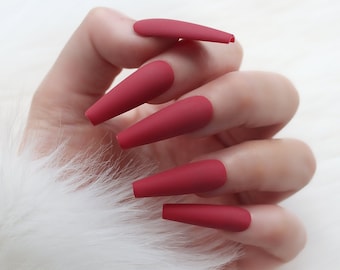 Press On Nails || "Matte Red nails " || Set Of 24 || Custom & Handmade Luxury False Nails || Made In UK