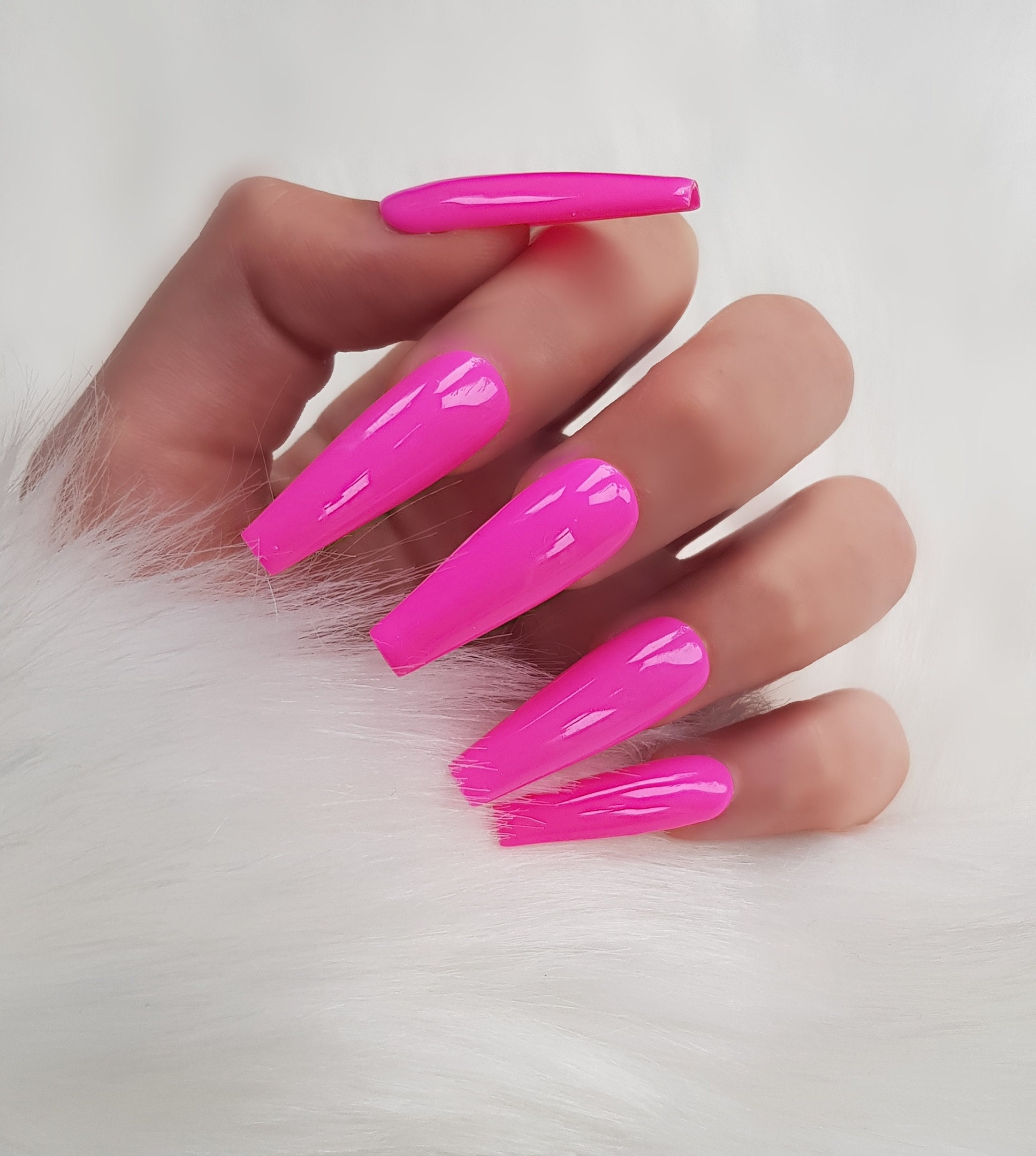 Hot Pink Nails Etsy