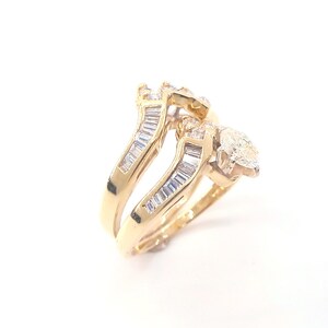 14 K Yellow Gold Center Marquis Forma Diamante Due Pezzi Designer Diamond Ring