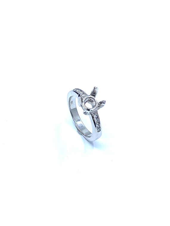 14 K W Gold Diamond Engagement Ring Semi-mount, Gold, 5.6 grams, TW of diamonds, 0.31 CT