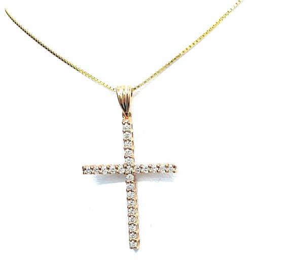 14 K Gold Cross Diamond Slider Pendant, Gold, 4+1.4 grams, TW of diamonds, 0.52 CT