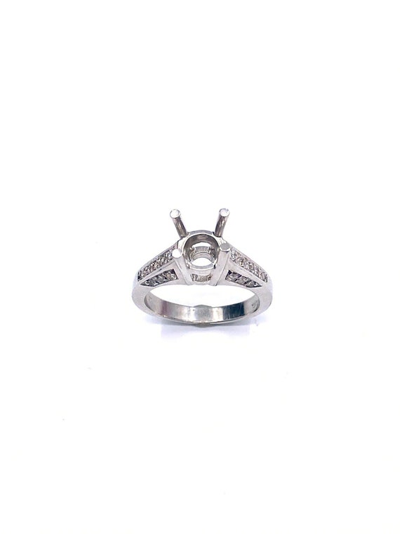Platinum Engagement Ring / Semi-mount with Side Cathedral