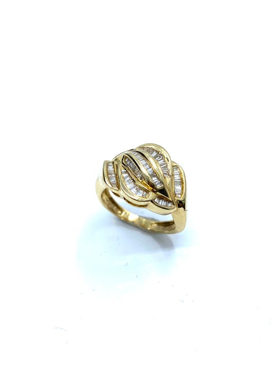 14 K Yellow Gold Designer Diamond Baguette Band / Ring Chanel 
