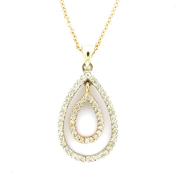 14 K Yellow Gold Double Row Pear Shaped Diamond Pendant