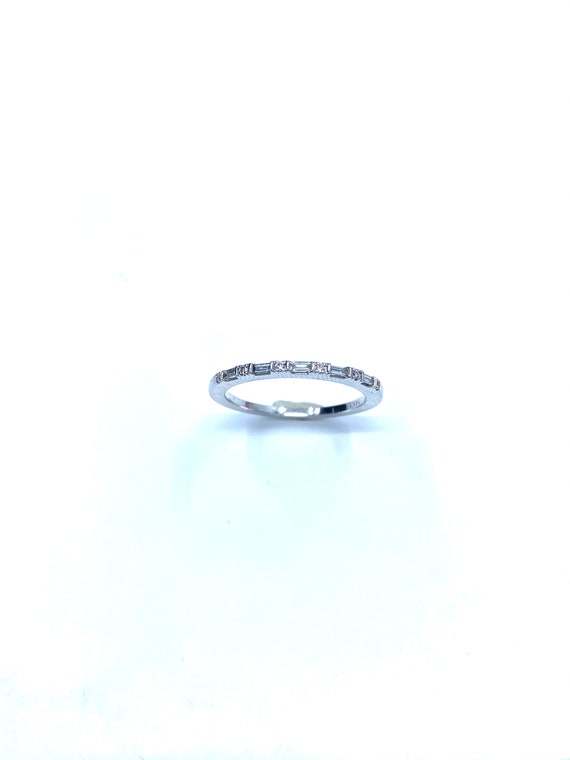 14 K White Gold Diamond Band / Ring in Two Rows of Shared Prong in a One Row Chanel Set