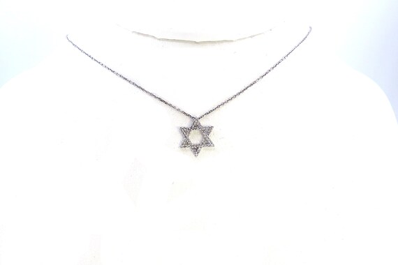 14 K White Gold Diamond Star of David Pendant, Gold, 2.1 grams, TW of diamonds, 0.39 CT