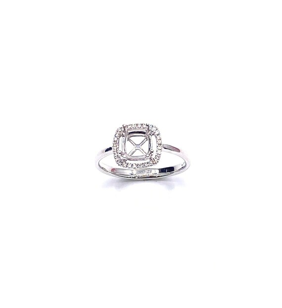 14 K White Gold Diamond Engagement Ring Semi-mount with V-Shaped Split Shank, Gold, 2.1 grams, TW of diamonds, 0.11 CT