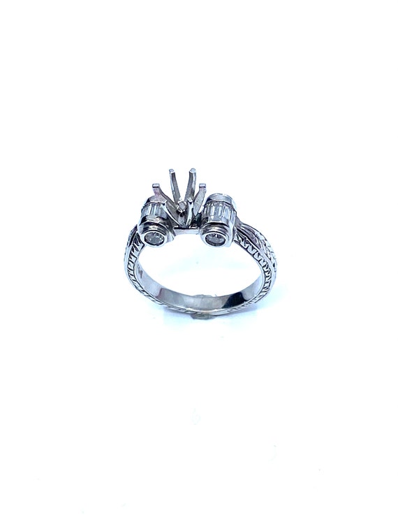14 K W Gold Antique Design Diamond Semi-mount Ring, Gold, 4.2 grams, TW of diamonds, 0.54 CT