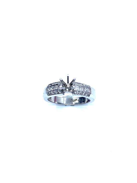 14 K W Gold Diamond Semi-mount Engagement Ring, Gold, 5.32 grams, TW of diamonds, 0.73 CT