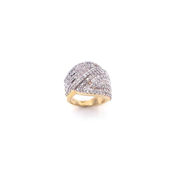 14 K Y Gold Fancy Diamond Designer Wide Band / Ring featuring Comfort Fit and Galleria Underneath, Gold, 17.4 grams, TW of Diamonds, 3.26 CT