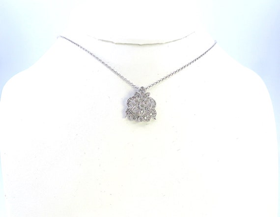 14 K White Gold Diamond Designer Slider Pendant, Gold, 2.3 grams, TW of diamonds, 0.97 CT