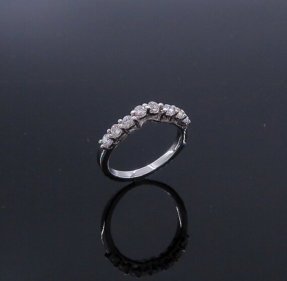 18 K White Gold Diamond Band / Ring with Curved Middle