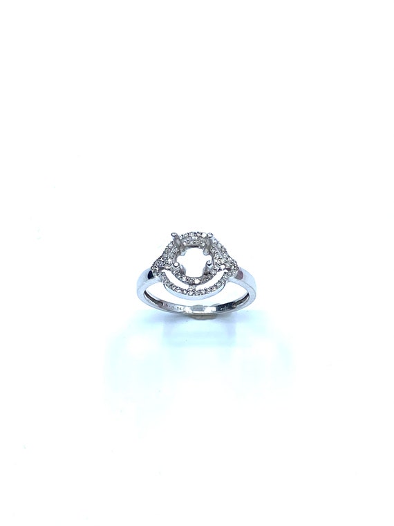 14 K W Gold Diamond Semi-mount Engagement Ring, Gold, 2.7 grams, TW of diamonds, 0.36 CT