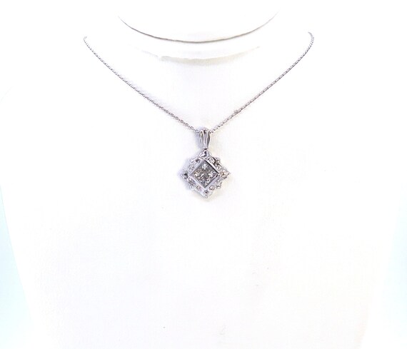 18 K White Gold Designer Diamond Slider Pendant featuring Princess Cut Invisible Set