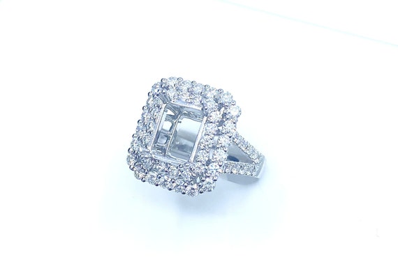 14 K W Gold Diamond Semi-mount Engagement Ring, Gold, 6.48 grams, TW of diamonds, 1.4990 ct