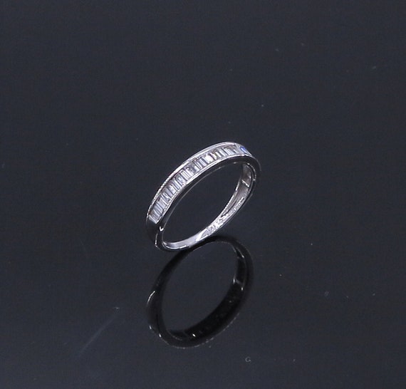 14 K White Gold Diamond Baguette Band / Ring in One Row Chanel Set