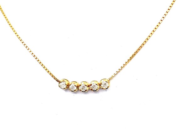 18 K Y Gold Diamond Necklace, Gold, 4.3 grams, TW of diamonds, 0.455 CT