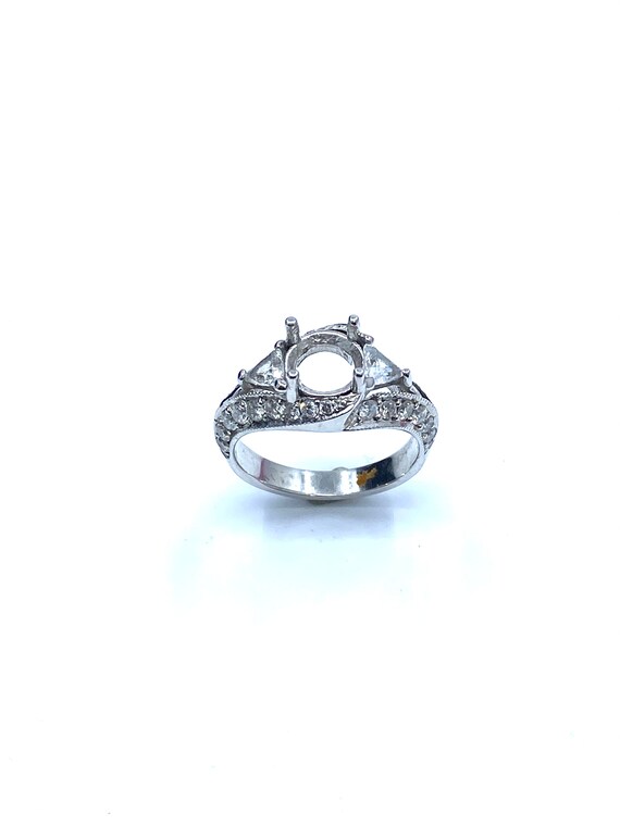 14 K W Gold Designer Diamond Engagement Ring (Semi-mount), Gold, 4.5 grams, TW of Diamonds, 1.31 CT