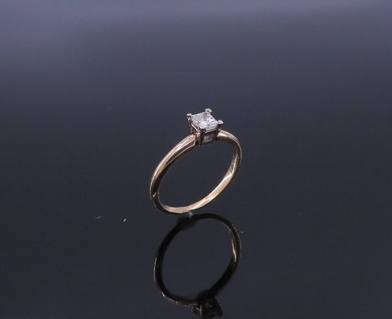 14 K Y Gold Diamond Engagement Solitaire Ring w/ Princess Cut Diamonds, Gold, 2.1 grams, TW of Diamonds, 0.36 CT